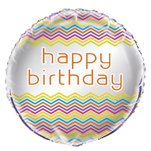 Rainbow Chevron Happy Birthday Balloon